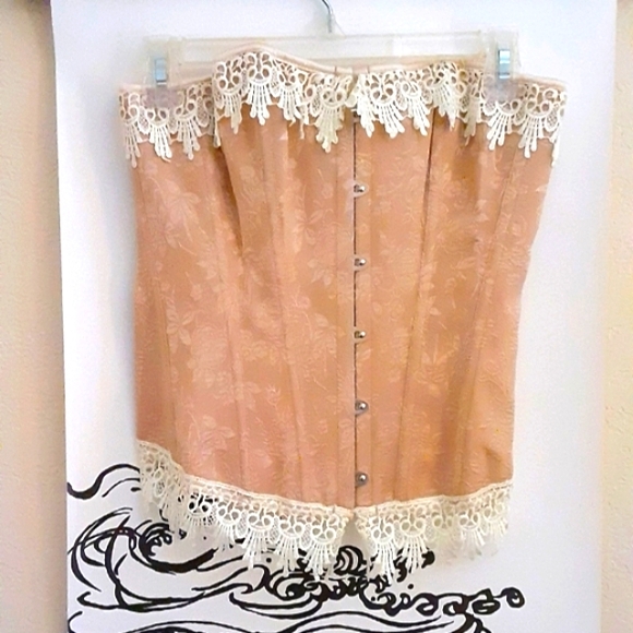Romantic Blush Pink Brocade Corset Top - Picture 2 of 11